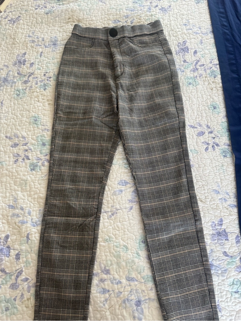 Plaid Slim Trousers - Gray
